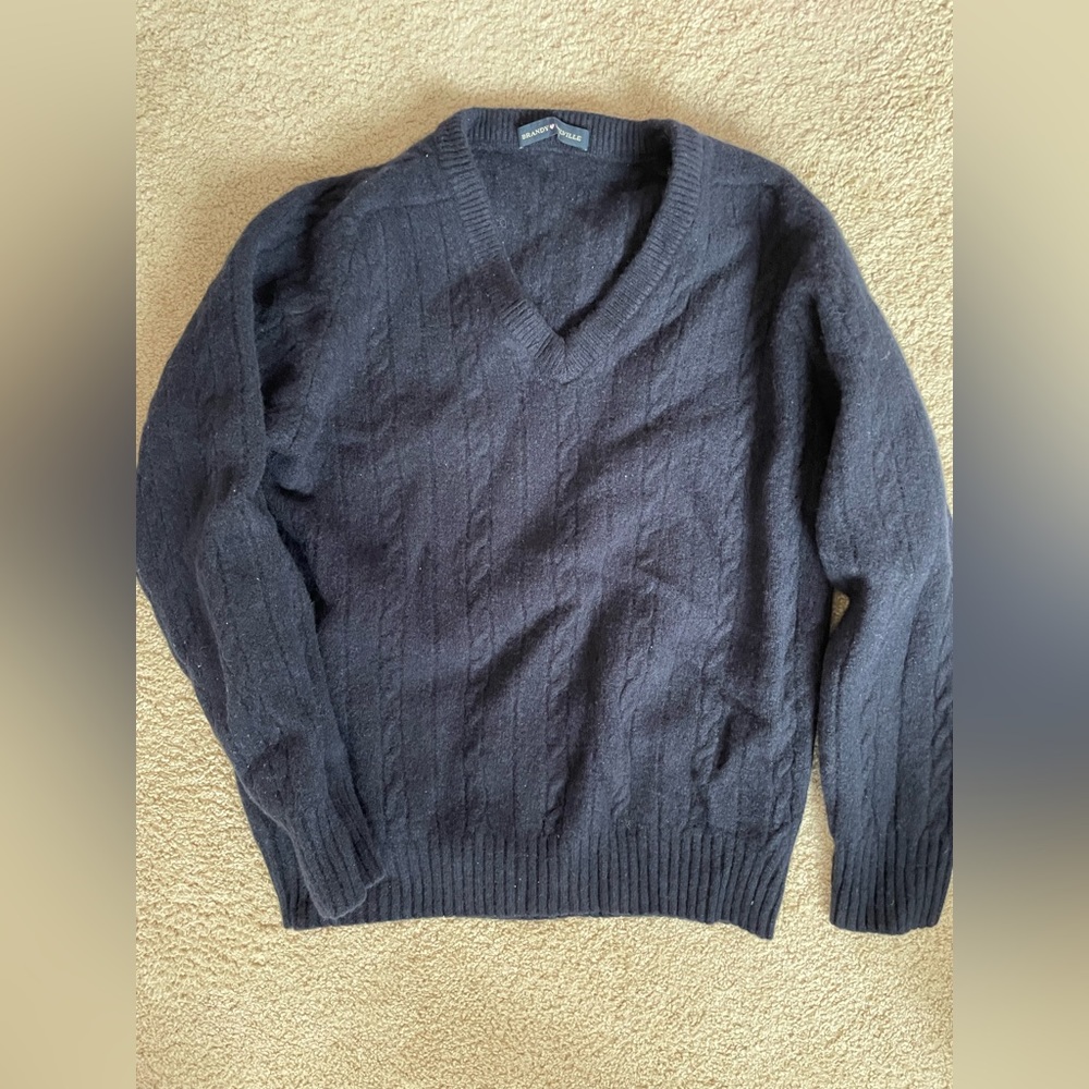 COPY - Brandy Melville v-neck navy blue cable knit sweater